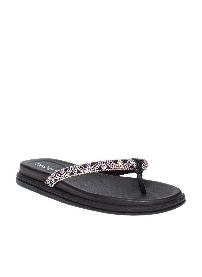 Beira Rio - Beira Rio Ladies Flat Sandals Black | Made In Brazil - Image 1