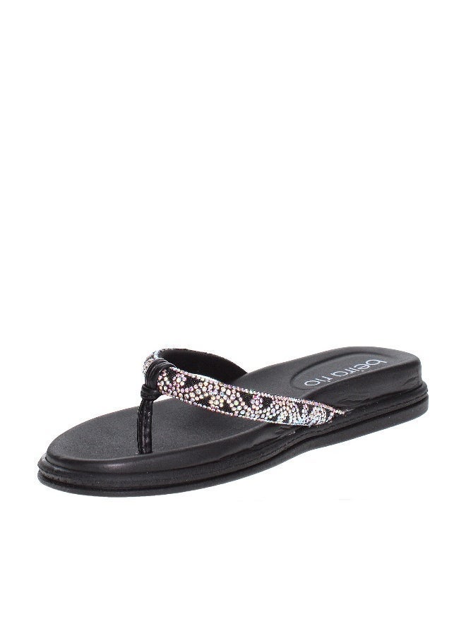 Beira Rio - Beira Rio Ladies Flat Sandals Black | Made In Brazil - Image 1