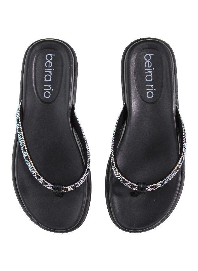 Beira Rio - Beira Rio Ladies Flat Sandals Black | Made In Brazil - Image 1
