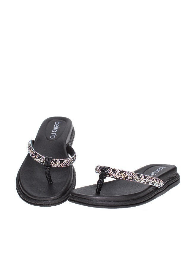Beira Rio - Beira Rio Ladies Flat Sandals Black | Made In Brazil - Image 1