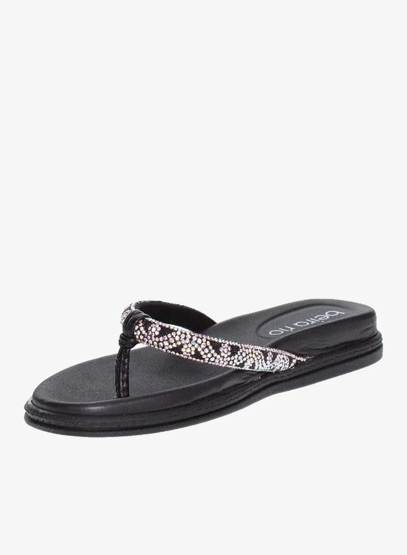 Beira Rio Black Flat Sandals for Women – Stylish Ladies Flat Sandals & Comfortable Flat Slippers for Women | Best Price UAE