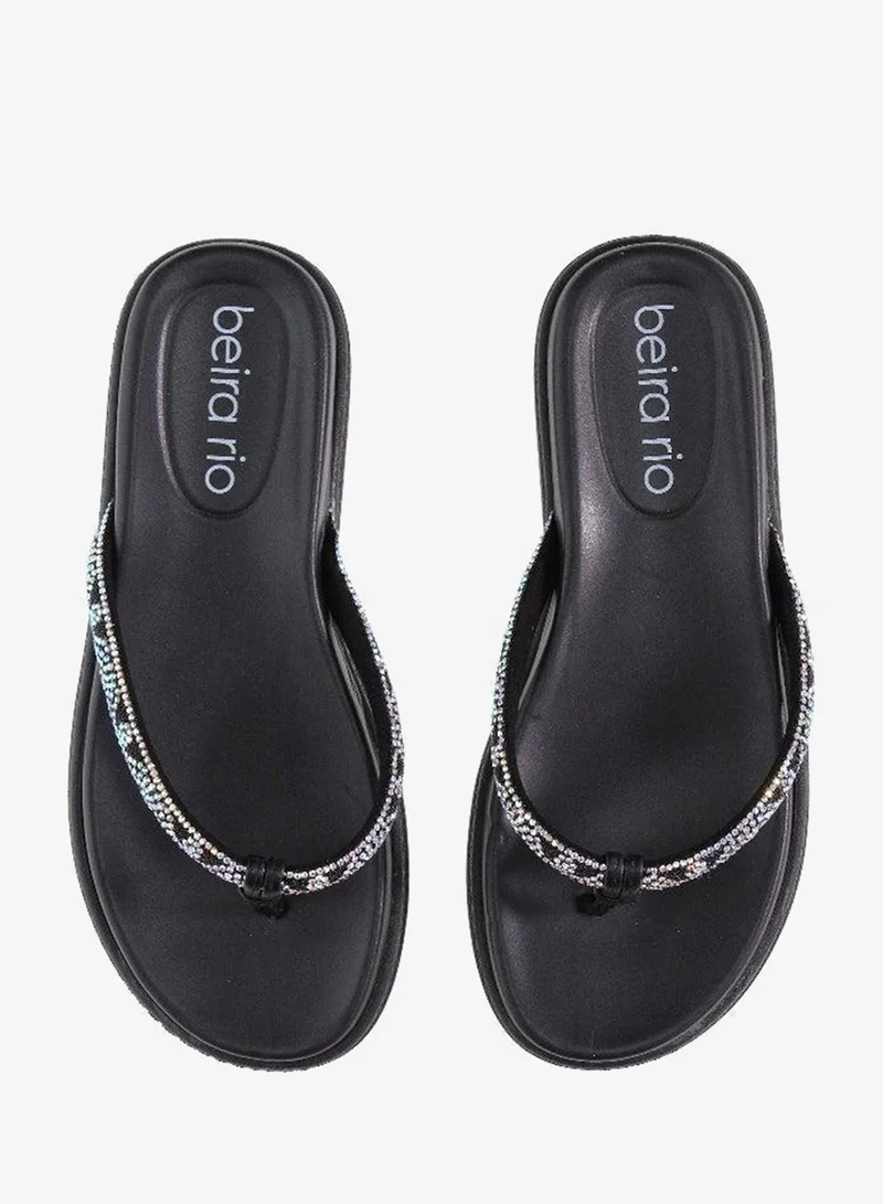 Beira Rio Black Flat Sandals for Women – Stylish Ladies Flat Sandals & Comfortable Flat Slippers for Women | Best Price UAE