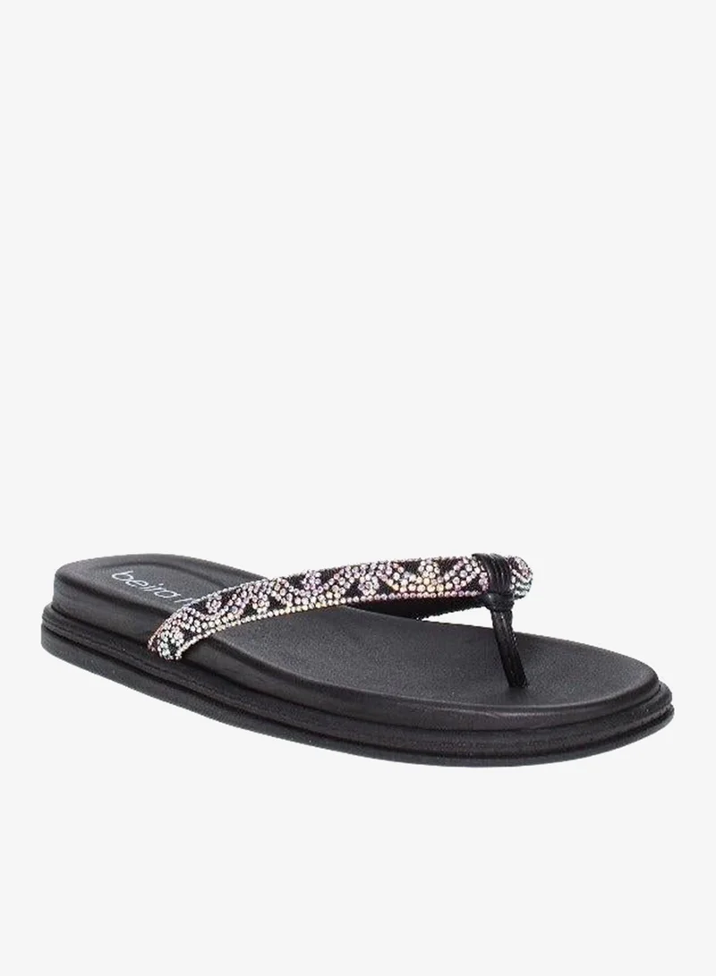 Beira Rio Black Flat Sandals for Women – Stylish Ladies Flat Sandals & Comfortable Flat Slippers for Women | Best Price UAE