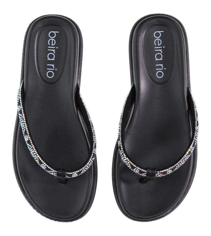 Beira Rio Black Flat Sandals for Women – Stylish Ladies Flat Sandals & Comfortable Flat Slippers for Women | Best Price UAE