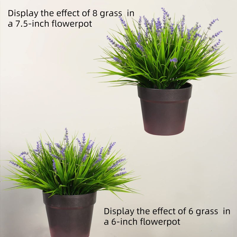 alyptus 12 Bundles Artificial Plants Outdoor Fake Monkey Grass with Flowers for Pot UV Resistant Plant Decor for Window Garden Patio Hanging Planter Pathway Front Porch (Grass with Flowers) - Image 3