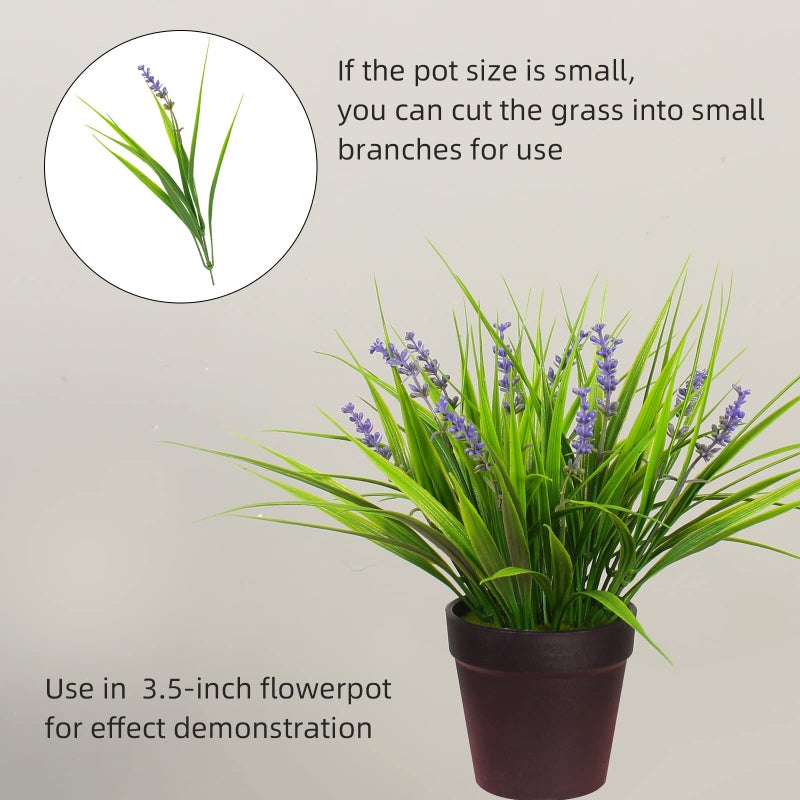 alyptus 12 Bundles Artificial Plants Outdoor Fake Monkey Grass with Flowers for Pot UV Resistant Plant Decor for Window Garden Patio Hanging Planter Pathway Front Porch (Grass with Flowers) - Image 4