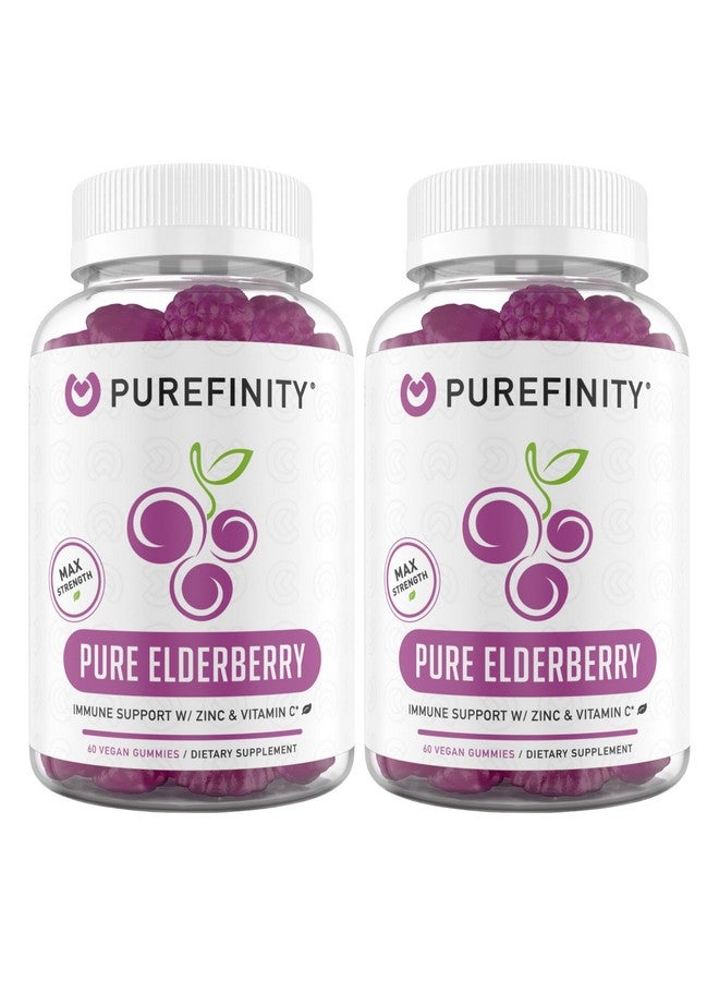 PUREFINITY Sambucus Elderberry Gummies - Your Daily 3-in-1 with Elderberry Vitamin C and Zinc - Pure Elderberry Gummies for Adults and Kids - Gluten Free, Non-GMO - 60 Vegan Gummies (Pack of 2) - Image 1