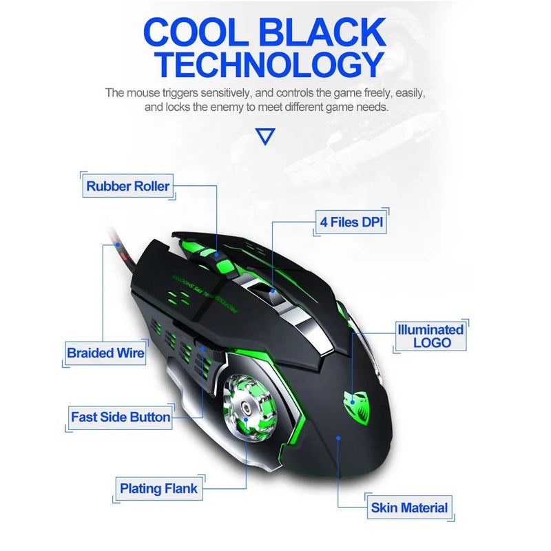 Y&D 3200 DPI Adjustable Optical USB Wired Gaming Mouse with 3D LED Backlit for PC Laptop Users - Image 5