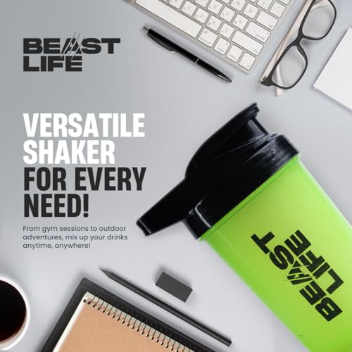 BEASTLIFE Plastic Shaker Bottle with Lid for Gym | Leak-Proof, BPA-Free Blender Bottle for Protein, BCAA & Pre Workout | All Drink Compatible | Easy to Carry - Image 5