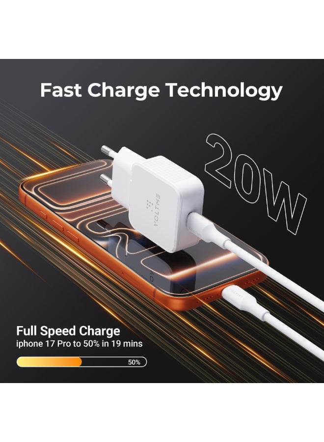 VOLTME Revo 20W Lite Ultrathin White, Portable USB-C Wall Charger Dual Port Fast Charge AC PD3.0 PPS Adapter Compatible with iPhone 14/13/Pro/Pro Max/12/11, Galaxy Note, Xiaomi/Huawei/Pixel - Image 2
