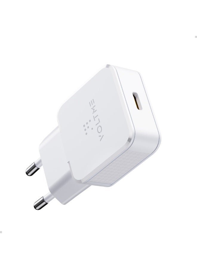VOLTME Revo 20W Lite Ultrathin White, Portable USB-C Wall Charger Dual Port Fast Charge AC PD3.0 PPS Adapter Compatible with iPhone 14/13/Pro/Pro Max/12/11, Galaxy Note, Xiaomi/Huawei/Pixel - Image 1