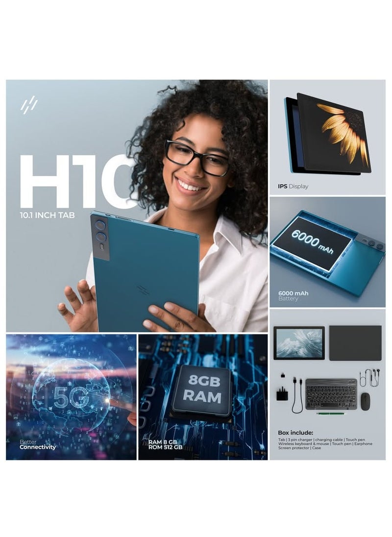 HEATZ - 10.1 Inch 5G Premium Tablet H10 Gray 8GB RAM 512GB ROM With Wireless Keyboard and Mouse - Image 1