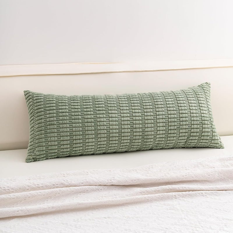 Aegero Corduroy Decorative Throw Pillow Covers 14x36 Inch Soft Striped Pillow Covers Modern Farmhouse Home Decor for Sofa Living Room Couch Bed（Sage Green） - Image 1