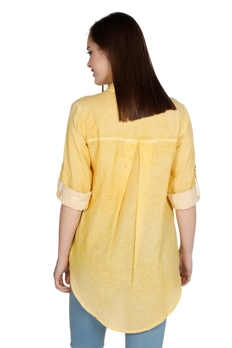 اليش شيل بيزي Long Sleeve Şile Cloth Acacia Blouse Yellow Yellow