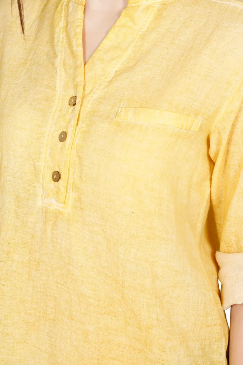 اليش شيل بيزي Long Sleeve Şile Cloth Acacia Blouse Yellow Yellow
