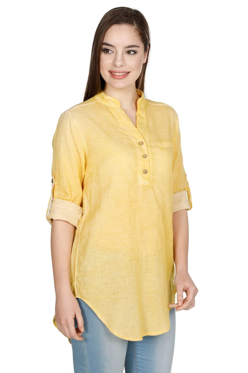 اليش شيل بيزي Long Sleeve Şile Cloth Acacia Blouse Yellow Yellow