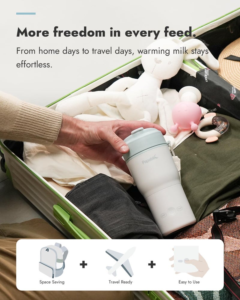 Papablic Portable Bottle Warmer for Home & Travel â€” 85W Fast Heating Baby Bottle Warmer on The Go, 4 Temp Settings, 3-Inch Wide Mouth, Fits Car Cup Holder - Image 3
