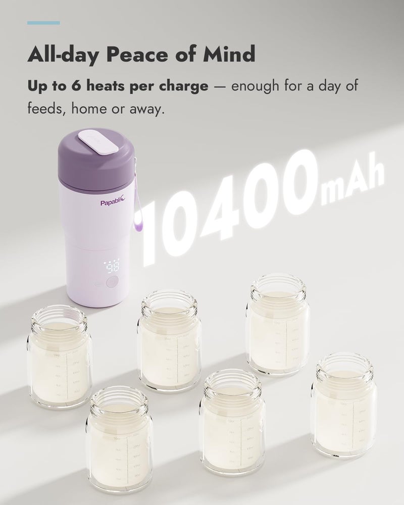 Papablic Portable Bottle Warmer for Home & Travel â€” 85W Fast Heating Baby Bottle Warmer on The Go, 4 Temp Settings, 3-Inch Wide Mouth, Fits Car Cup Holder - Image 5