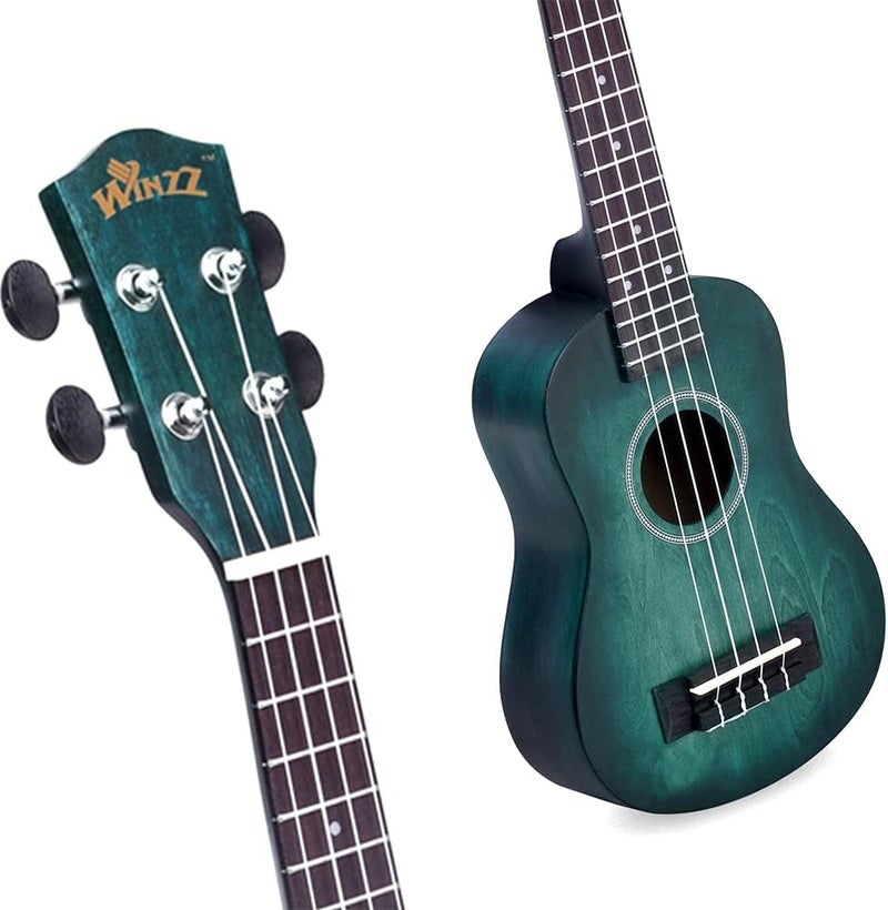 Winzz Kids Adults Ukulele Soprano Beginner Kit, 21 Inches Ukulele Set Blue-green with 8 Accessories, Unique Color Design - Image 3