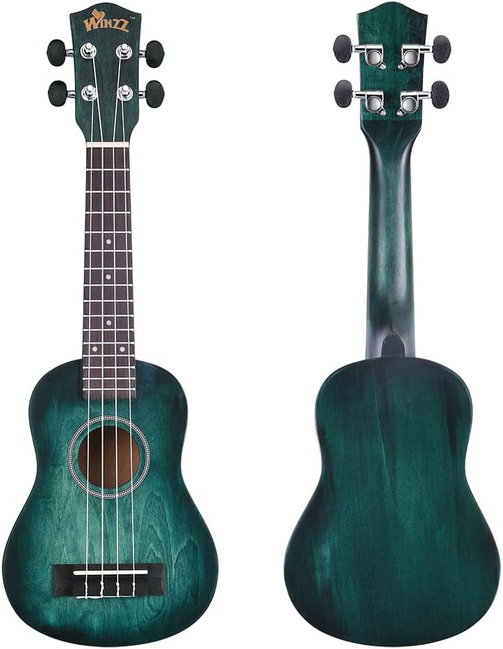 Winzz Kids Adults Ukulele Soprano Beginner Kit, 21 Inches Ukulele Set Blue-green with 8 Accessories, Unique Color Design - Image 2