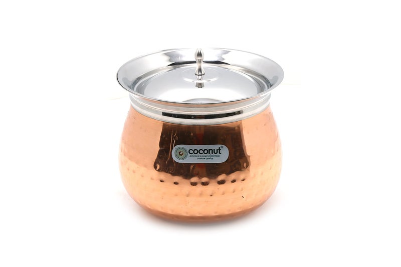 Coconut Stainless Steel - Cookware/Regent Copper Hammered Handi with Lid-1 Unit - Capacity - 500 ML - Image 1