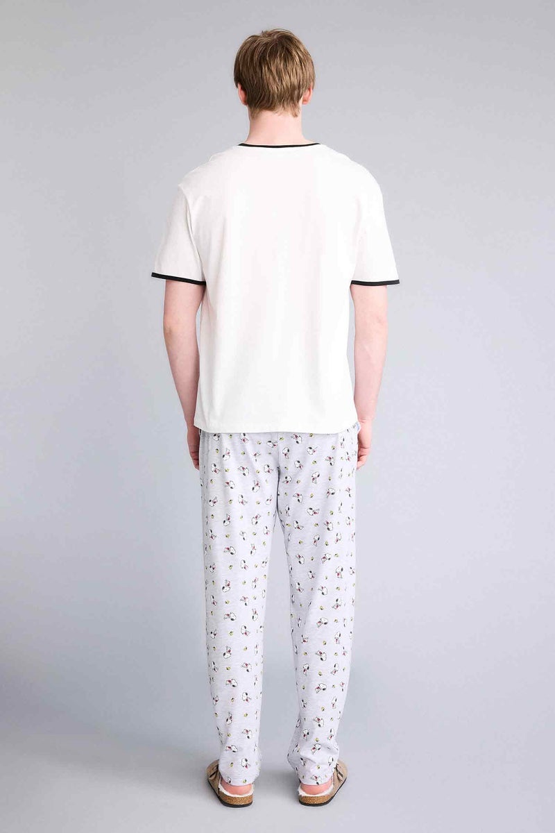 DeFacto Beige Man Snoopy Regular Fit Short Sleeve 2 Piece Set Casual - Image 4