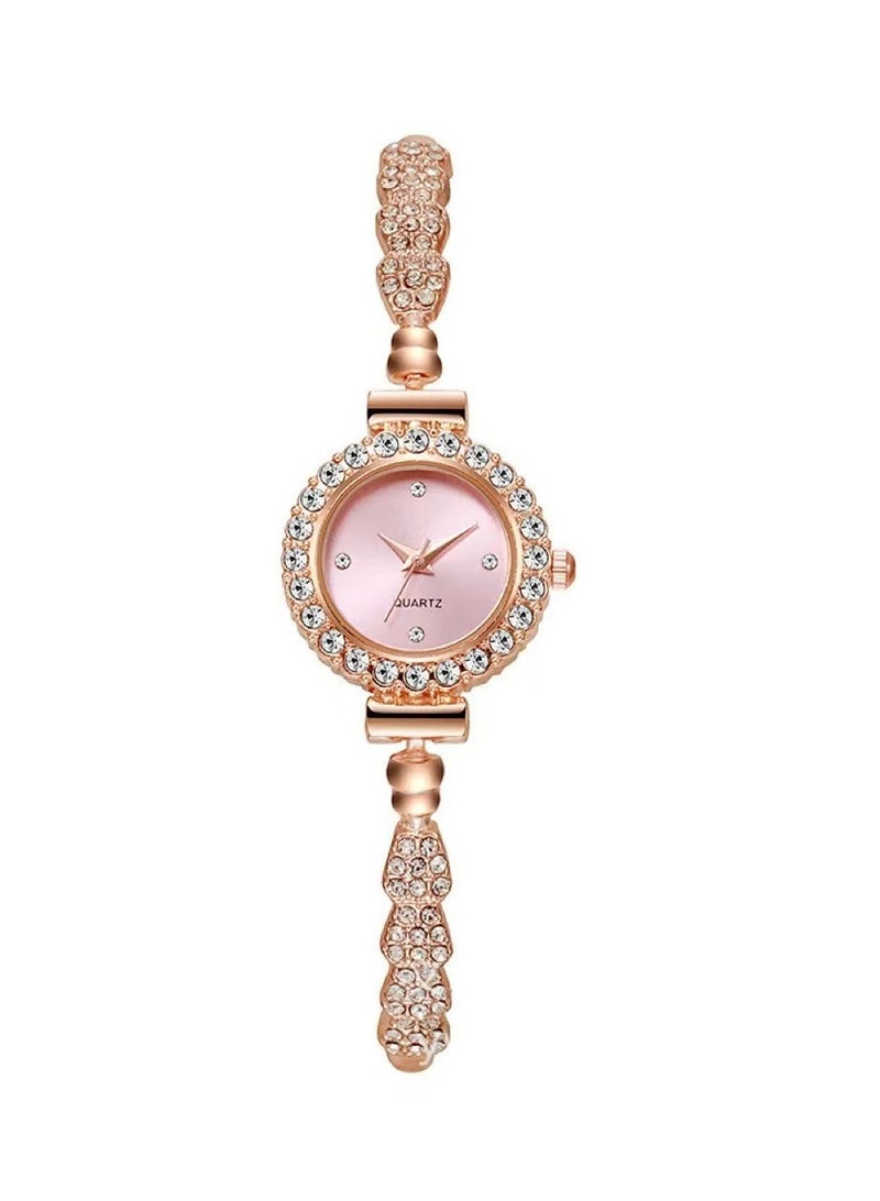 Fashion Diamond Women's Watch Student Pull-out Bracelet Women's Watch (Pink)  - Image 1