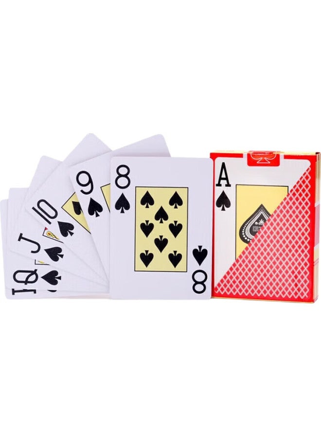 Wonderful Notes Miaoji Texas Hold'Em Playing Cards, Plastic Cards, Waterproof Frosted Pvc Large Print Cards [4 Decks Of Red And Blue] Mj-8053 - Image 1