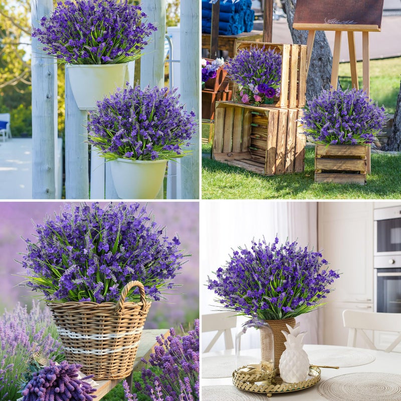 Besteek 20 Bundles Artificial Lavender Flowers for Outdoors Fake Silk Flowers Faux Plants UV Resistant for Indoor Outside Spring Porch Garden Window Table Box Office Home Decorations, Deep Purple - Image 5
