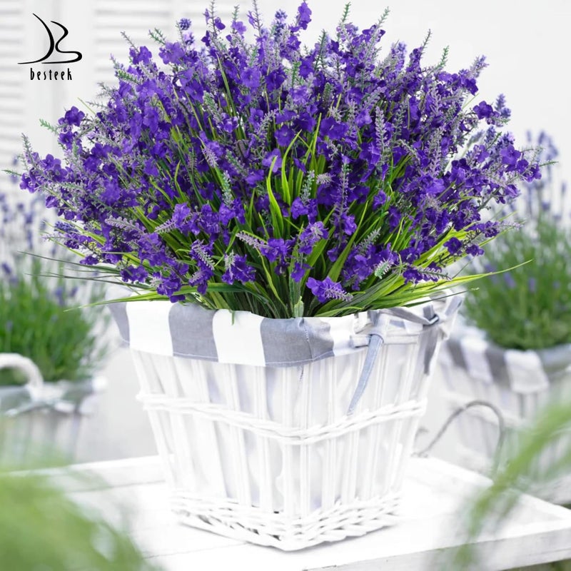 Besteek 20 Bundles Artificial Lavender Flowers for Outdoors Fake Silk Flowers Faux Plants UV Resistant for Indoor Outside Spring Porch Garden Window Table Box Office Home Decorations, Deep Purple - Image 4