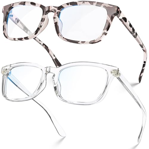 VISOONE 2 Pack Blue Light Blocking Glasses Square with Anti Computer Glare for Gaming Women and Men - Image 1