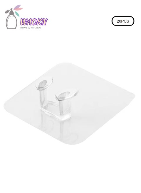 20 Pieces Of Perforation-Free Wall Hook, Transparent Traceless Hook, Power Cord Socket Storage And Arrangement Hanger
