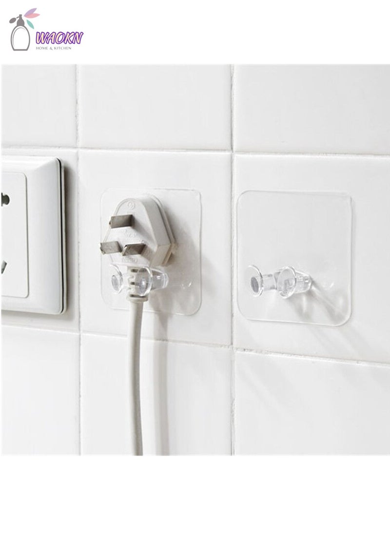 WAOKN 20 Pieces Of Perforation-Free Wall Hook, Transparent Traceless Hook, Power Cord Socket Storage And Arrangement Hanger  - Image 3