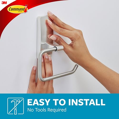 Command Toilet Paper Holder Satin Nickel with Water Resistant Command Strips, Rust Resistant Bathroom Organizer - Image 3