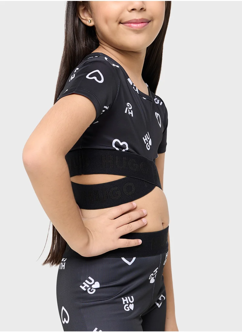 هوجو Kids Logo Aop Top