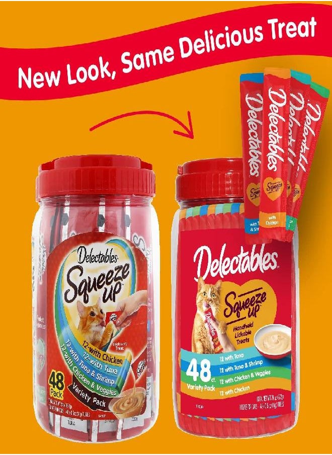 Hartz - Hartz Delectables Squeeze Up Variety Packs Interactive Lickable Wet Cat Treats, case of 48 - Image 1