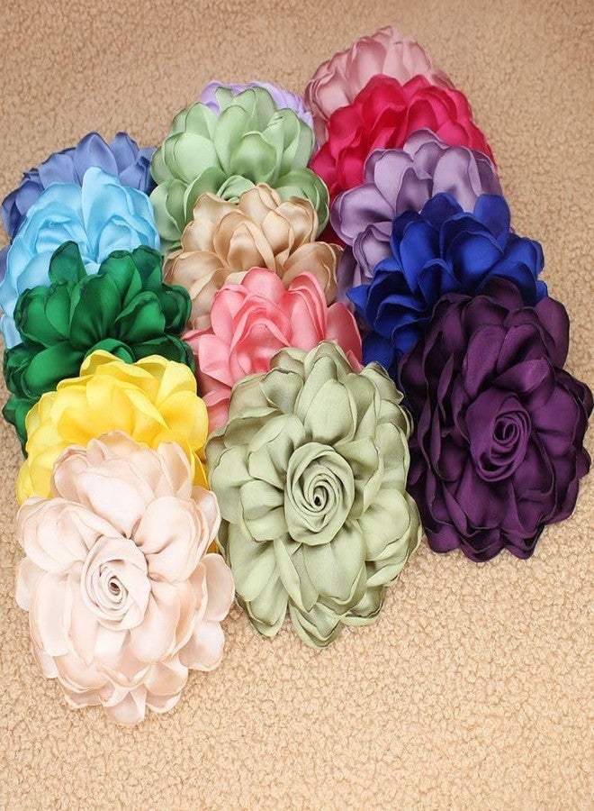 MarveBard Extra Large Satin Fabric Flower Brooch for Women Elegant Rose Camellia Floral Brooch Pin Handmade Big Satin Fabric Flower Statement Brooch Pin Vintage Clothing Hat Bag Accessories Christmas Wedding Bridal Birthday Jewelry (Yellow) - Image 4