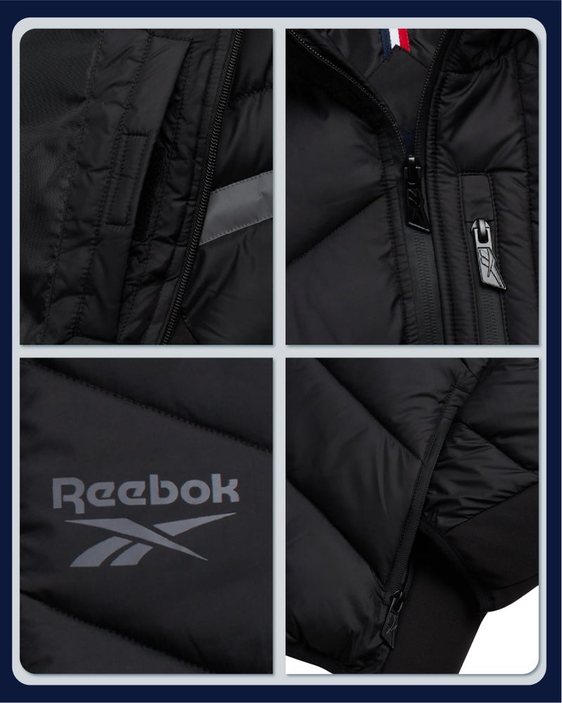 Reebok Boys Puffer Jacket - Heavyweight Quilted Wind & Water Resistant Boys Winter Coat - Insulated Bubble Kids Winter Jacket, Size 8, Black Ink - Image 4
