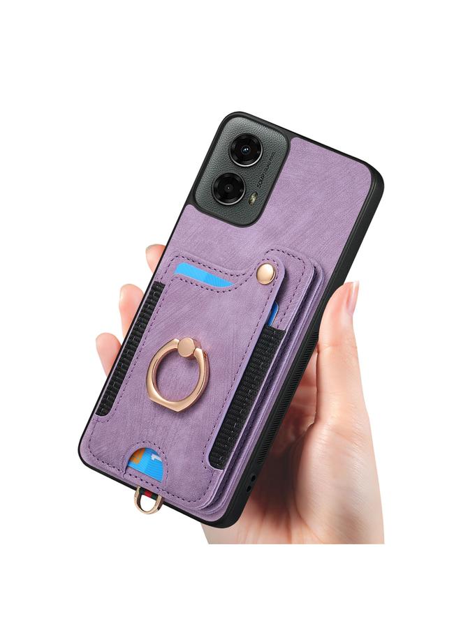 S-TOP Case For Motorola Moto G 2024 Retro Skin-feel Ring Multi-card RFID Wallet Phone Case - Image 4
