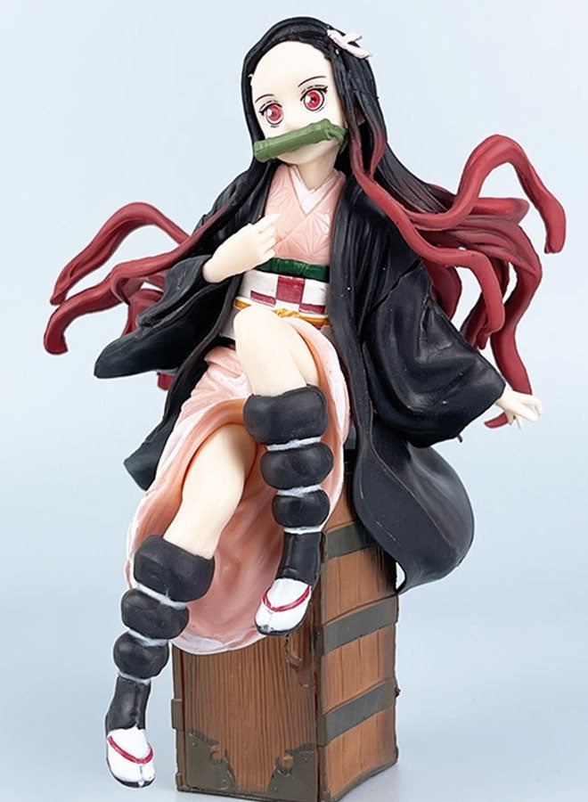 Halamodo Nezuko Kamado Sitting on the Box Handmade Model, Desk Decoration Toy 15 cm - Image 1