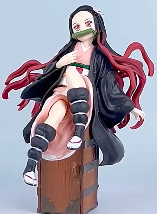 Halamodo Nezuko Kamado Sitting on the Box Handmade Model, Desk Decoration Toy 15 cm - Image 3