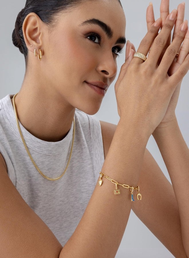 PAVOI سوار برافوي مطلي بالذهب الأصفر عيار 14 للنساء | سلسلة سحر قابلة للإزالة على شكل حذاء رعاة البقر، حدوة حصان، ظرف، قلب حب صداقة | مجوهرات أزياء صداقة وزركونيا مكعبة CZ | مجموعة أساور عصرية - Image 4