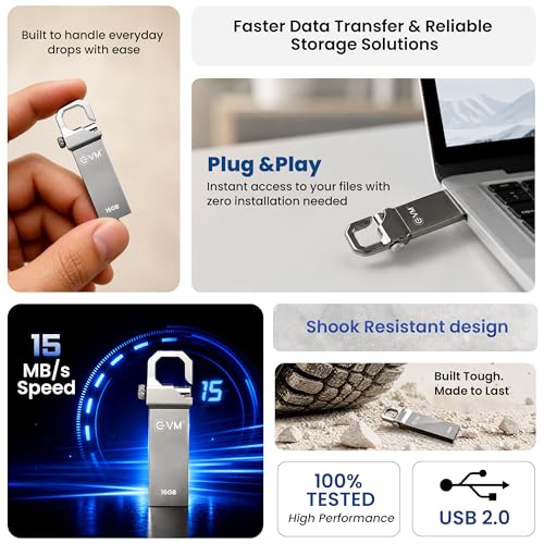 EVM EnStore 16GB USB 2.0 Durable Metal Flash Drive | Dependable 15MB/s Read|Rugged Metal Body | Seamless Plug & Play | Laptop Desktop Car Stereo Set-Top Box | 10 Years Warranty (EVMPD/16GB) - Image 2