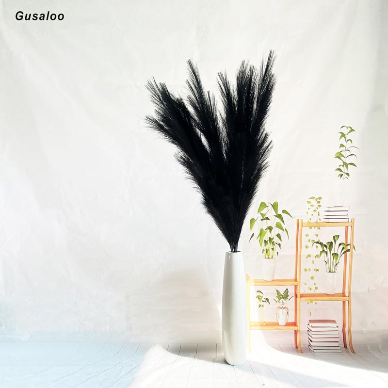 Gusaloo 6 PCS PAMPAS الاصطناعي العشب كبير 47 ""/120 سم مزيف فو ، بامباس الاصطناعي ديكور طويل القامة سيقان رقيقة pompous pompass ، مزهرية ، مزهرية مزهرية للمنزل ديكور بوهو ديكور زفاف أسود - Image 5