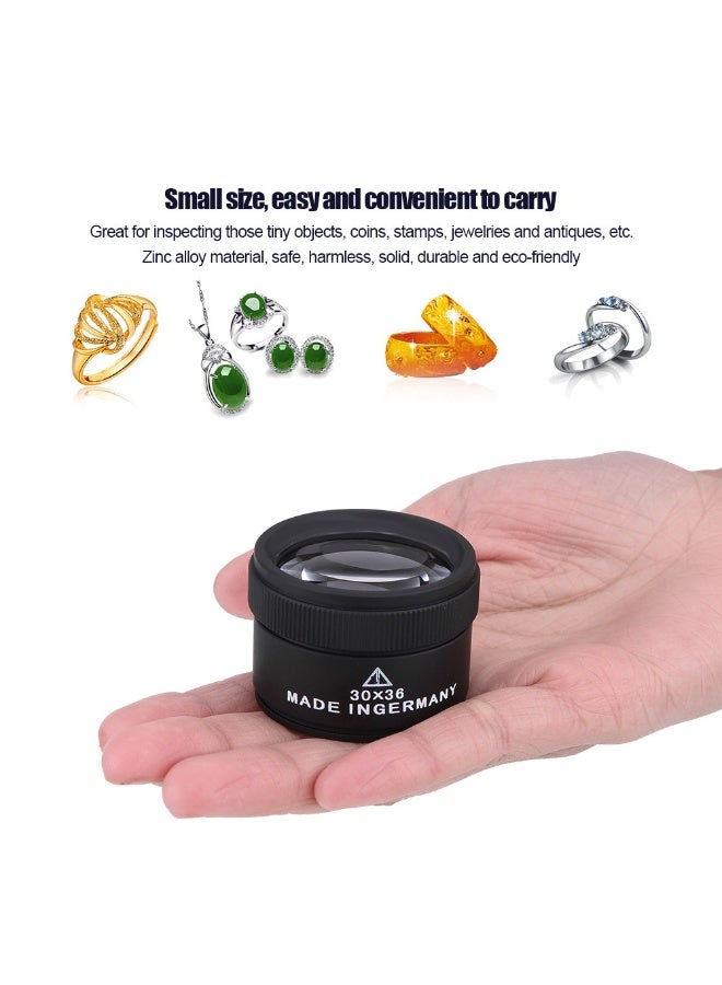 30x optical magnifying glass, jewelry microscope, pocket glass magnifying glass, portable handheld dome desktop reading mirror for the elderly, suitable for watch repair, coins, stamps, maps, handicrafts, newspapers, gemstones, and maintenance. - Image 5