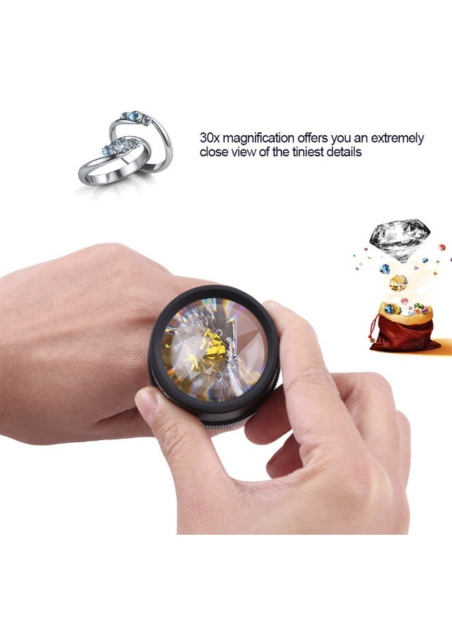 30x optical magnifying glass, jewelry microscope, pocket glass magnifying glass, portable handheld dome desktop reading mirror for the elderly, suitable for watch repair, coins, stamps, maps, handicrafts, newspapers, gemstones, and maintenance. - Image 4