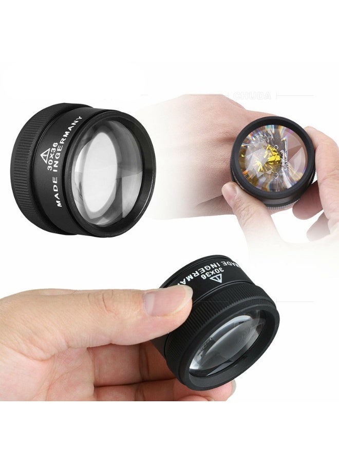 30x optical magnifying glass, jewelry microscope, pocket glass magnifying glass, portable handheld dome desktop reading mirror for the elderly, suitable for watch repair, coins, stamps, maps, handicrafts, newspapers, gemstones, and maintenance. - Image 1