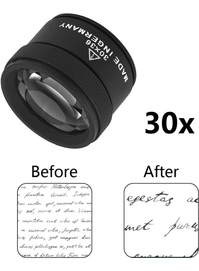 30x optical magnifying glass, jewelry microscope, pocket glass magnifying glass, portable handheld dome desktop reading mirror for the elderly, suitable for watch repair, coins, stamps, maps, handicrafts, newspapers, gemstones, and maintenance. - Image 3
