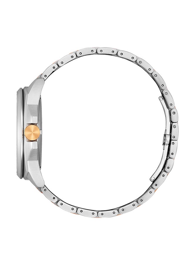 ساعة يد رجالية تناظرية ستانلس ستيل بشكل برميل - -...