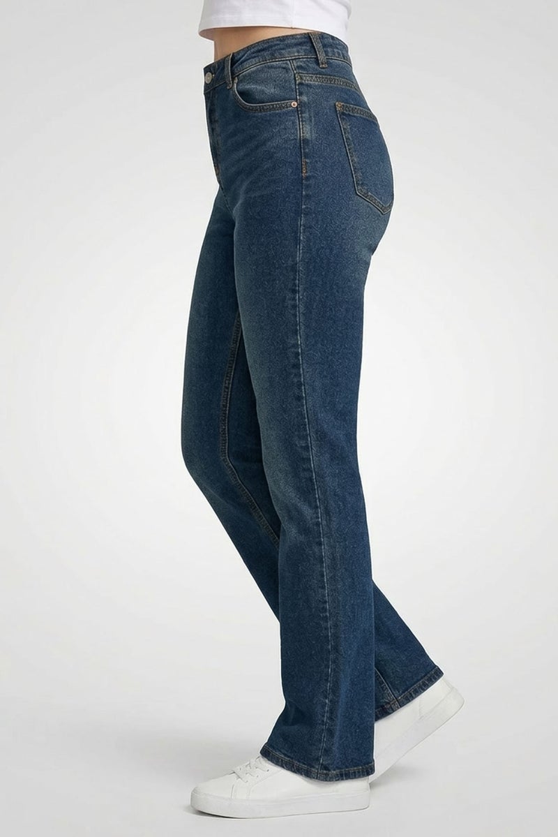 MONKI Women Regular Fit Washed Stretchable Jeans, Washed Blue - Image 3